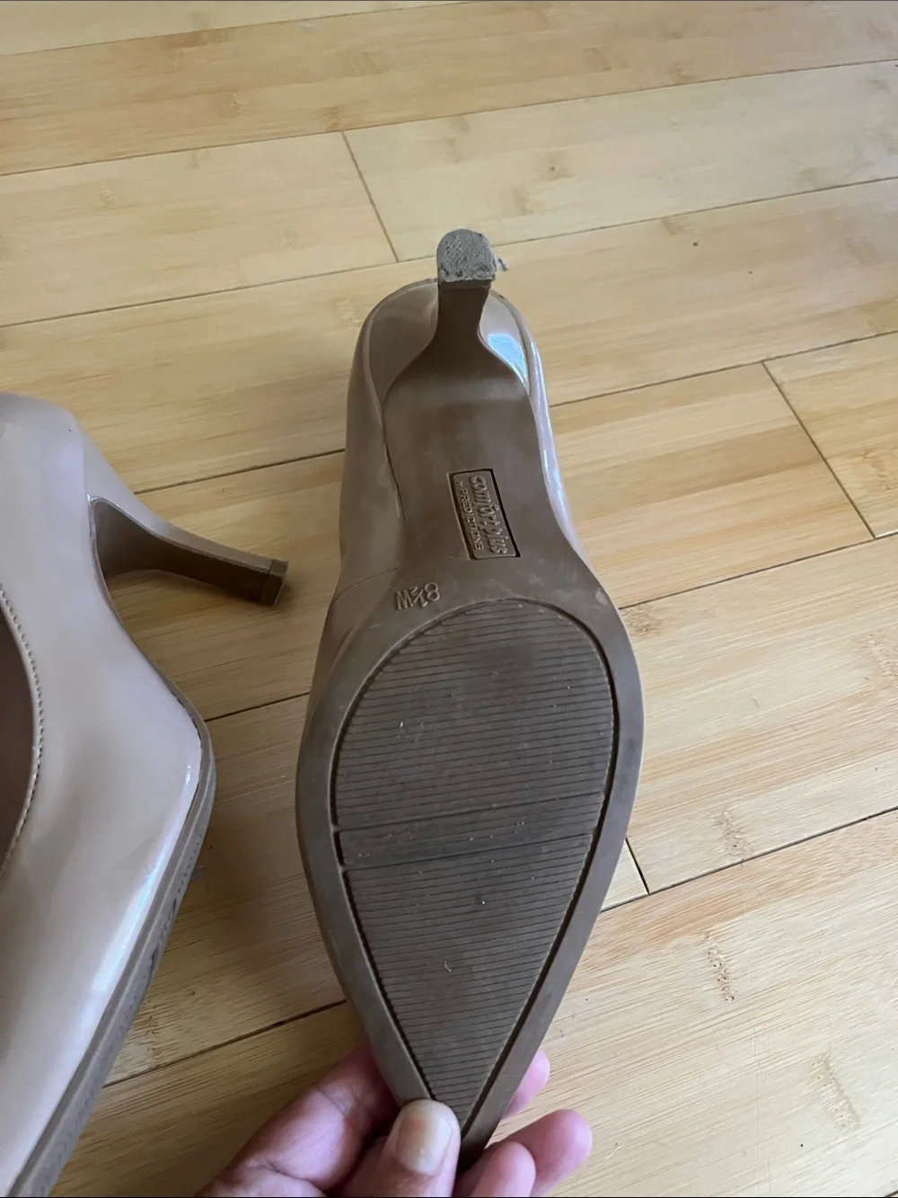 comfort plus by Predictions Beige Patent Pointed-Toe Pumps